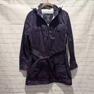 L.L. Bean Women's Dark Purple Belted Raincoat Size Large